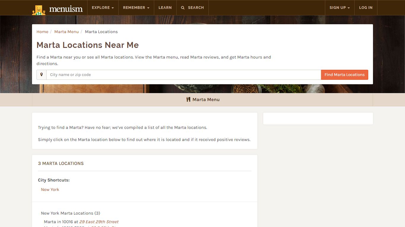 Marta Locations Near Me + Reviews & Menu
